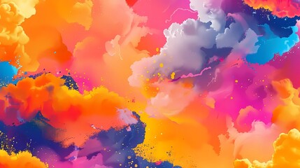 Obraz premium A background illustration for science education, vibrant, cloud elements, Generative AI illustrations.