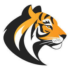 Fierce Orange and Black Tiger Head for Sports Branding, on White Background