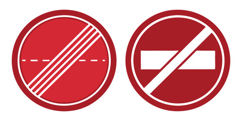 End Of Restrictions Zones And No Entry Road Signs In Red Circles