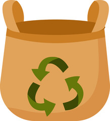 Recyclable Bag: Sustainable Tan Tote with Green Recycling Symbol