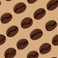 Obraz premium A coffee seamless pattern. Coffee beans background. A brown coffee drink illustration. 