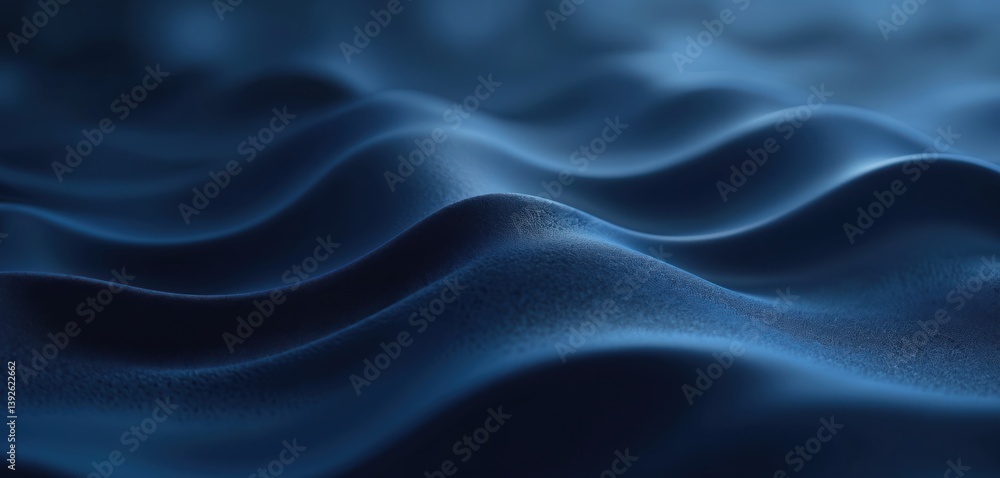 Poster abstract navy blue wavy background. smooth flowing liquid shapes create motion. modern gradient desi