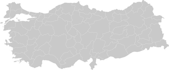 Turkey administrative vector map with level 1 region boundaries – PPT-compatible & fully editable by region