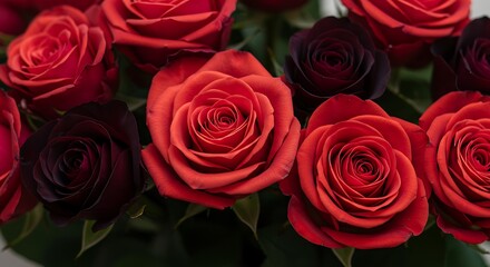 Naklejka premium Crimson & Midnight: A Symphony of Roses AI Generated