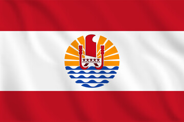 3d illustration waving flag of French Polynesia. Vector flag of French Polynesia. Symbol of French Polynesia.