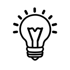 Outline icon of a glowing lightbulb symbolizing a bright business idea, vector minimalism.