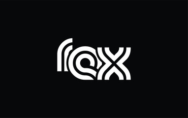 REX Creative Unique Modern Letter Logo Design. Stylized logo featuring a unique letter design, presenting abstract minimalist aesthetics and modern appeal.