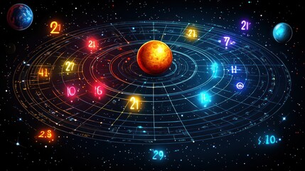 Obraz premium Cosmic Zodiac Chart with Planets