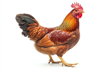 Fototapeta premium a rooster with a red comb standing on a white surface