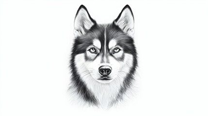 husky drawing illustration
