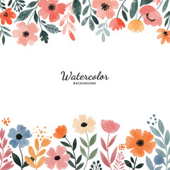 Elegant watercolor background with watercolor flower elements. Vector templates for social media stories and post, wedding invitation, greeting card, design