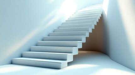 Fototapeta premium Modern white staircase ascending into light