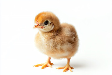 Obraz premium a small chicken standing on a white surface