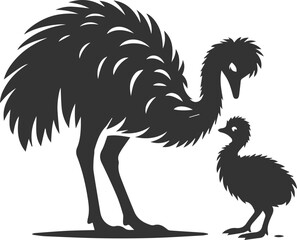 Emu bird vector silhouette