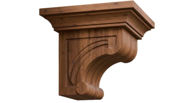Isolated Ornate Wooden Corbels Decorative Support