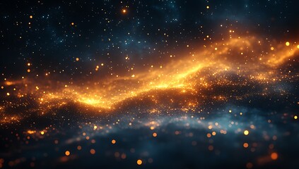 Cosmic Nebula Fiery Orange  Blue Stardust. (1)