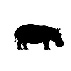 Minimalist black silhouette of a hippopotamus in bold vector style
