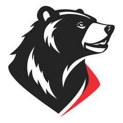 Bold Black and Red Bear Head for Strong Branding, on White Background