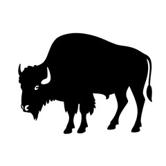 Minimalist black silhouette of a buffalo in a bold design