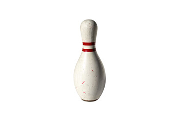 A white bowling pin, isolated on a transparent background