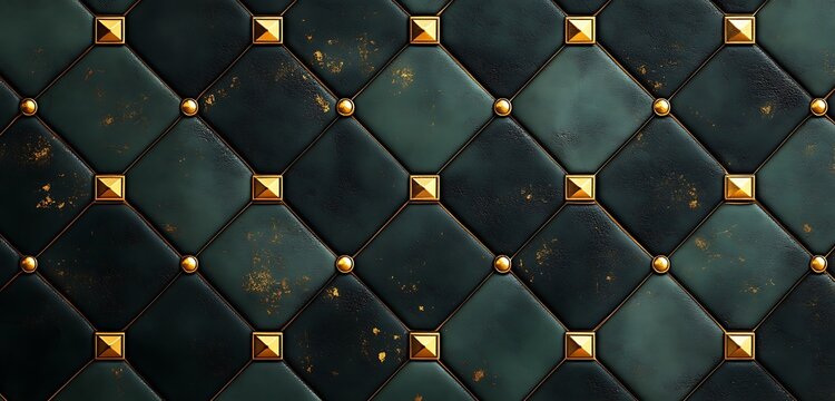 Dark Emerald  Gold Tile Pattern Luxury Texture.
