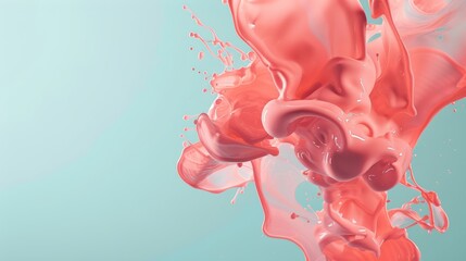Pink smoke with blue backgroundม Abstract pastel coral pink color paint with pastel blue background. Fluid creative concept composition with copy space. Minimal natural luxury.