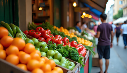 Obraz premium Colorful Fresh Produce at a Vibrant Market