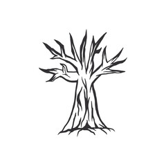 Dead Tree Silhouette Hand Drawn Illustration