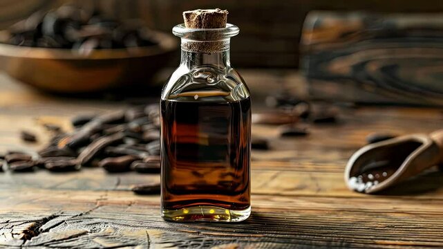 carob essential oil. Selective focus