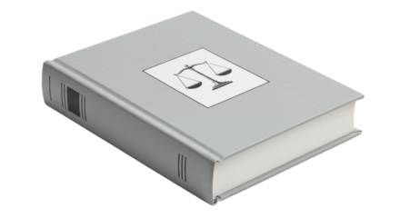 Isolated Law Book with Scales of Justice Embossed on Cover