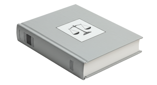 Isolated Law Book with Scales of Justice Embossed on Cover