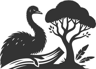 Emu bird vector silhouette