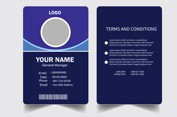 Id card modern template design. Corporate company business office employee school identification id card design layout template.