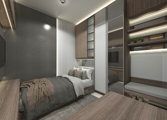 3D Interior Rendering of Minimalist Kid's Bedroom Design