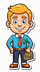 Friendly student carrying a briefcase.