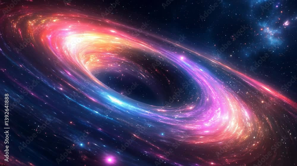 Aufkleber neon colors and dynamic patterns. vibrant cosmic swirl an abstract space scene filled
