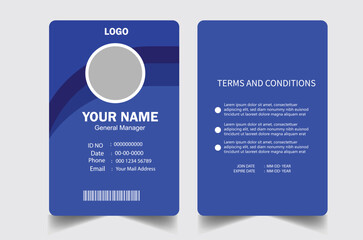 Id card modern template design. Corporate company business office employee school identification id card design layout template.