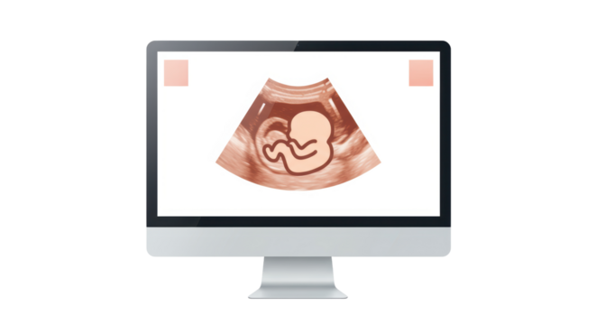 Isolated Ultrasound Scan of Fetus on Monitor Screen