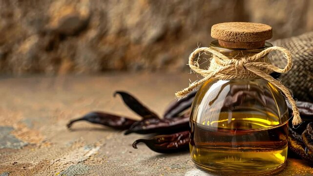 carob essential oil. Selective focus