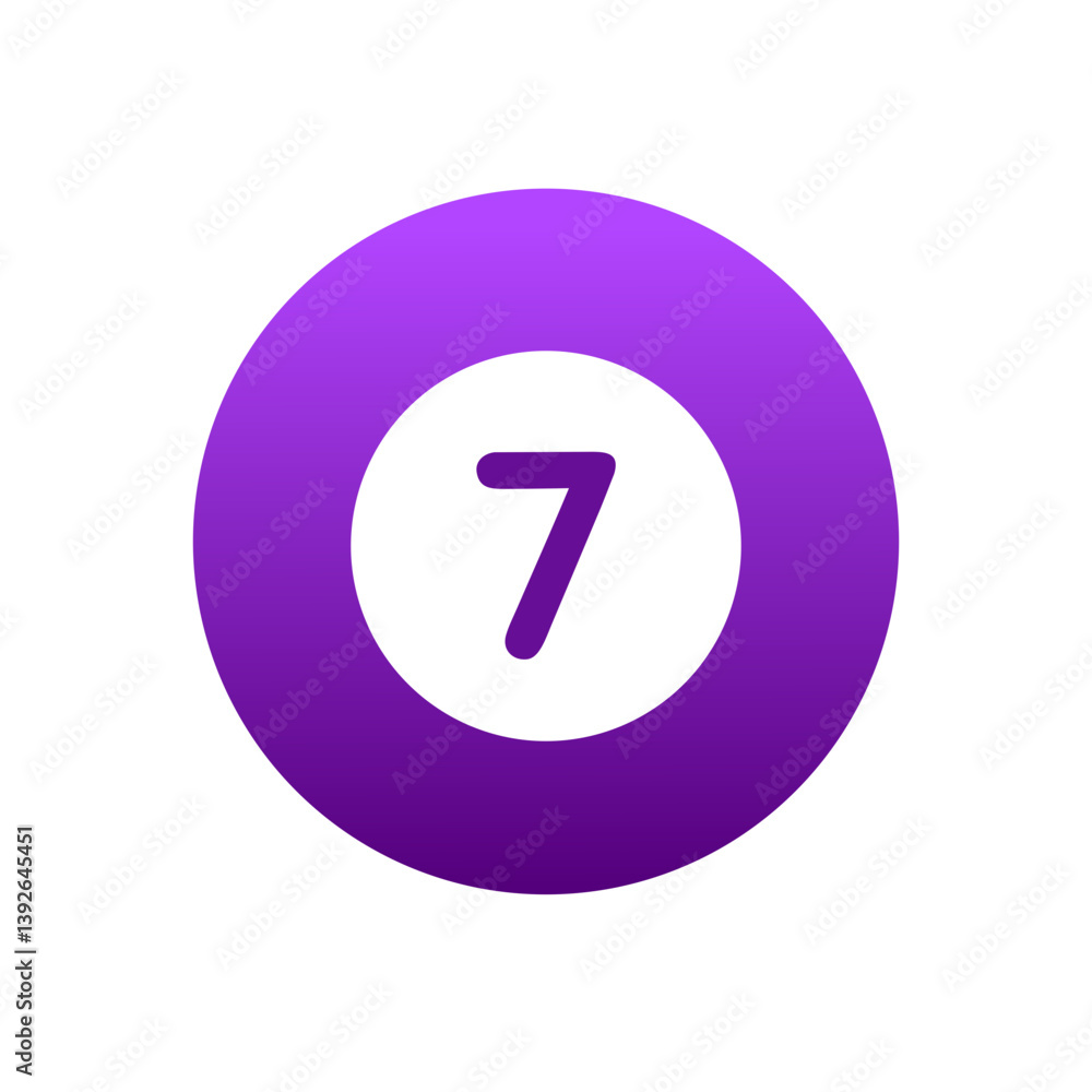 Poster purple circular gradient icon with the number seven