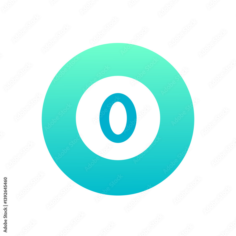 Poster teal circular gradient icon with the number zero