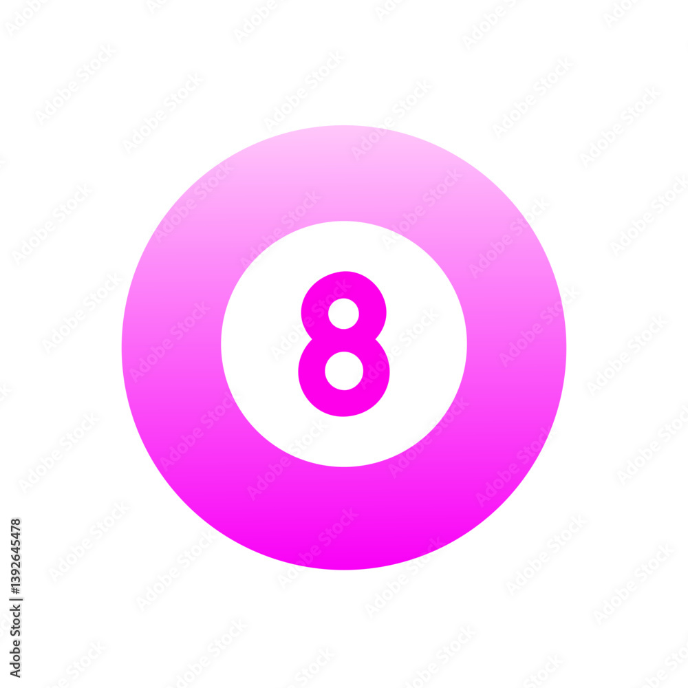 Poster pink circular gradient icon with the number eight
