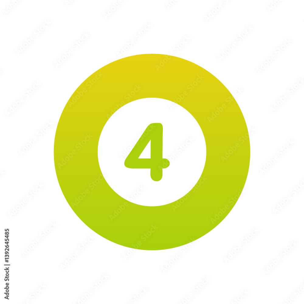 Poster green circular gradient icon with the number four