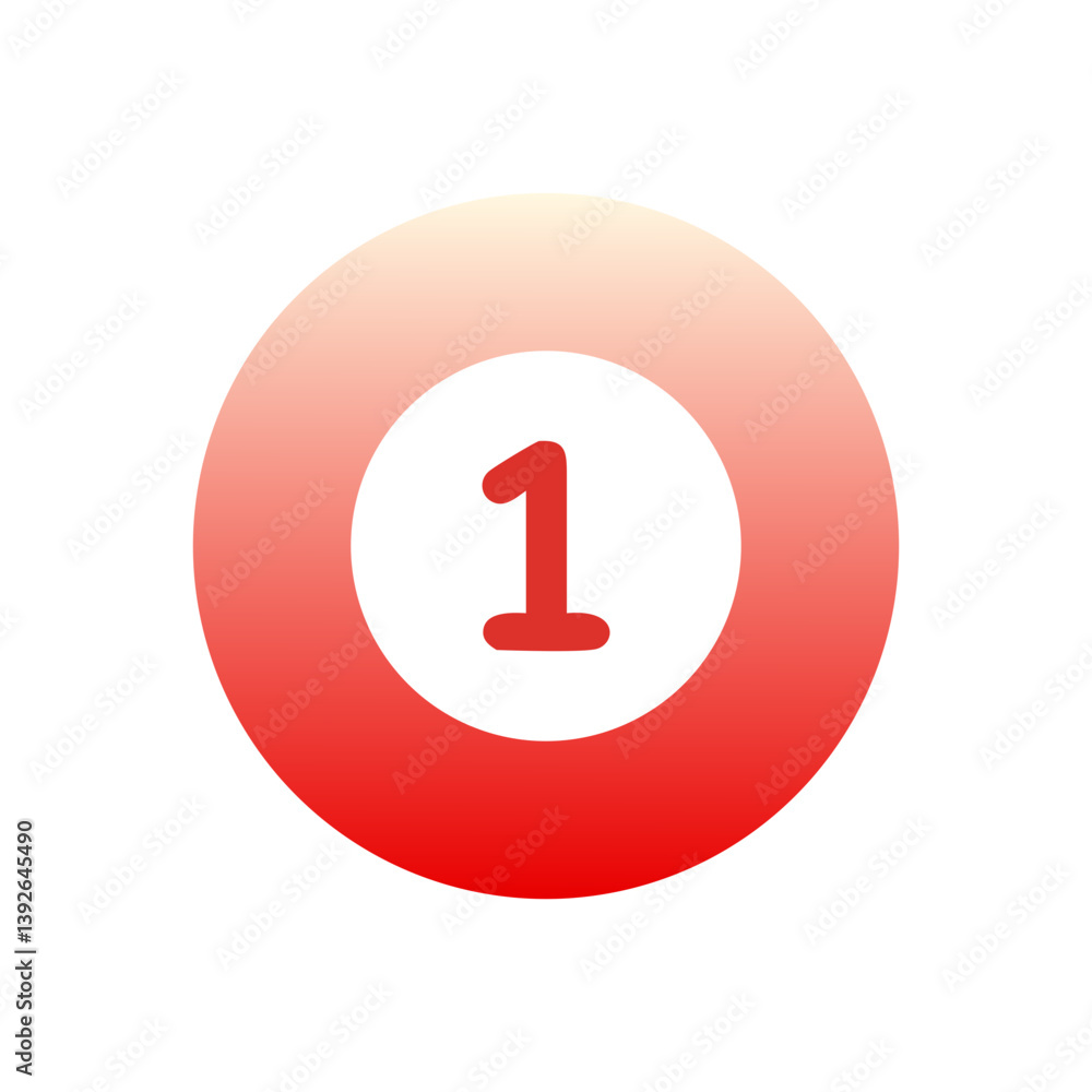 Poster red circular gradient icon with the number one