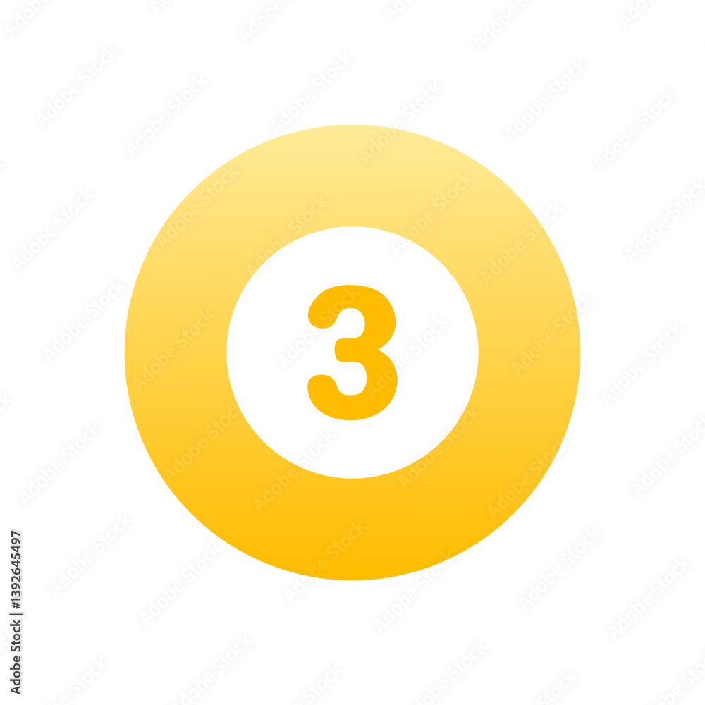 Aufkleber yellow circular gradient icon with the number three