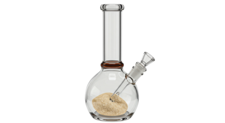 Isolated Glass Bong with a Stone Inside for Smoking