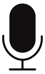 Microphone Silhouette Icon – Black and White