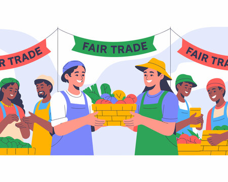 Fair Trade Farmers Market with Local Organic Produce and Community Engagement - Powered by Adobe