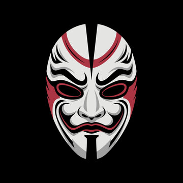 Anonymous Mask Vector Illustration with Red Details on Black Background