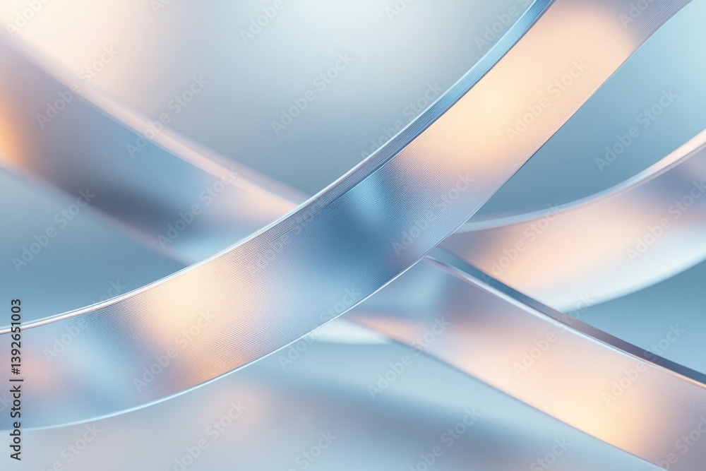Poster minimalistic abstract composition of intertwined metallic structures bathed in soft light underlines